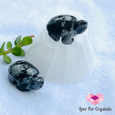 Mini Crystal Turtles/ Tortoise 1.5 (Per Piece) Snowflake Obsidian- Stability Carved Crystals