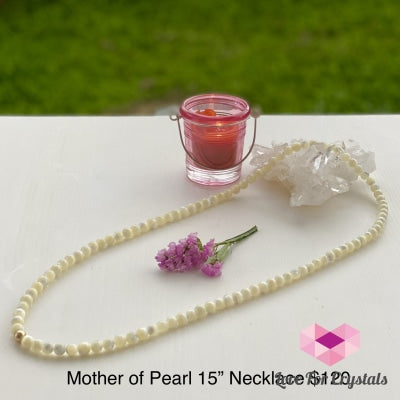Mother Pearl 15 Long Necklace With 14K Gold Filled Bead Pendants & Necklaces