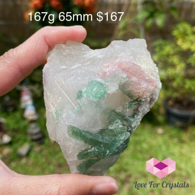 Pink And Green Tourmaline In Lepidolite Quartz Mica (Brazil) Collectors Aaa 167G 65Mm Raw Stones