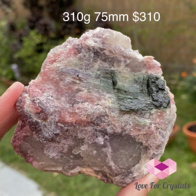 Pink And Green Tourmaline In Lepidolite Quartz Mica (Brazil) Collectors Aaa 310G 75Mm Raw Stones