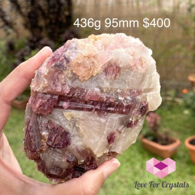 Pink And Green Tourmaline In Lepidolite Quartz Mica (Brazil) Collectors Aaa 436G 95Mm Raw Stones