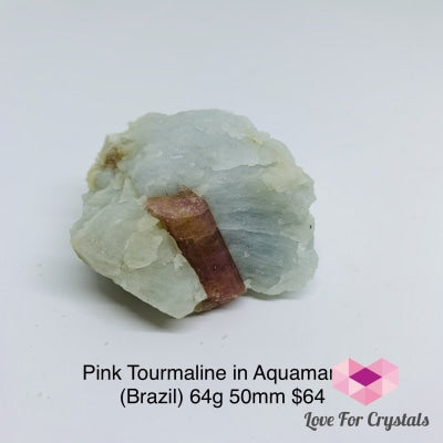 Pink Tourmaline In Aquamarine Matrix (Brazil) Aa Grade 64G 50Mm Raw Stones