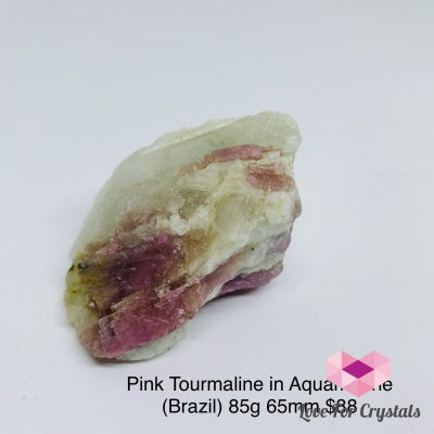 Pink Tourmaline In Aquamarine Matrix (Brazil) Aa Grade 85Mm 65Mm Raw Stones