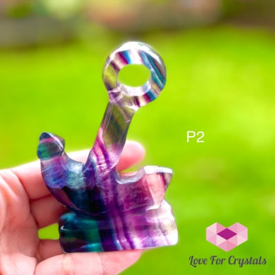 Rainbow Fluorite Carved Anchor (100Mm) Photo 2 Crystal Carving