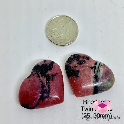 Rhodonite Twin Hearts (25-30Mm) Brazil Heart