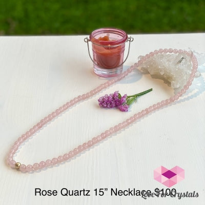 Rose Quartz 15 Long Necklace With 14K Gold-Filled Bead Pendants & Necklaces