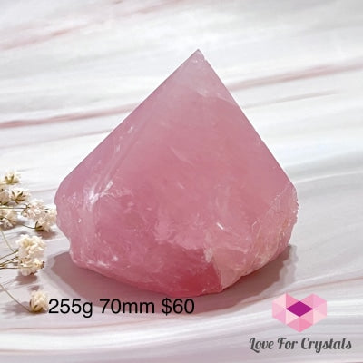 Rose Quartz Half Polished Point (Brazil) 255G 70Mm Crystals