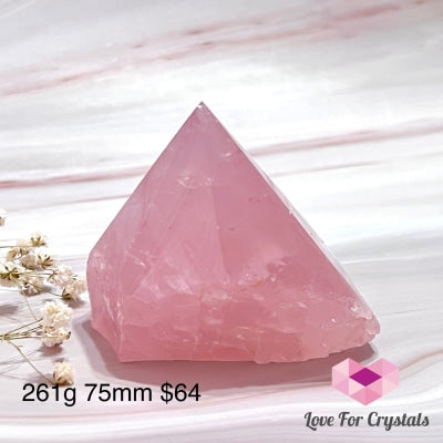 Rose Quartz Half Polished Point (Brazil) 261G 75Mm Crystals