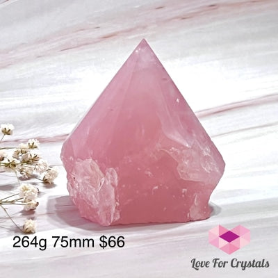 Rose Quartz Half Polished Point (Brazil) 264G 75Mm Crystals