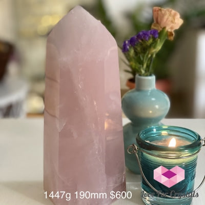 Rose Quartz Large Tower Point (Brazil) 1447G 190Mm