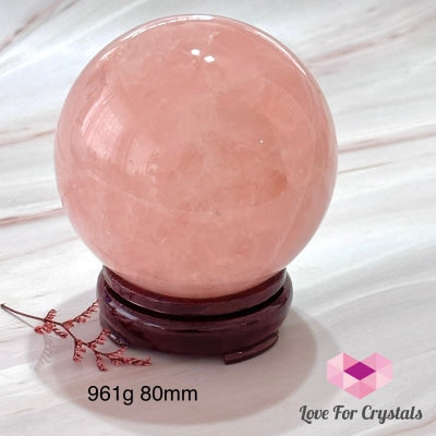 Rose Quartz Sphere (Madagascar) Aaa Grade 961G 80Mm Polished Crystals