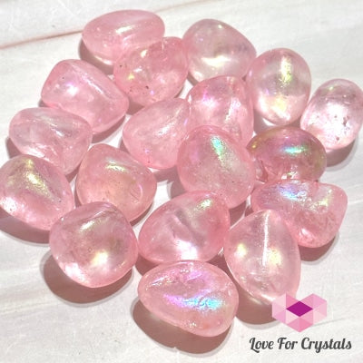Rose Quartz Titanium Aura Tumbled Stones Crystals