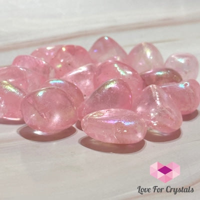 Rose Quartz Titanium Aura Tumbled Stones Crystals